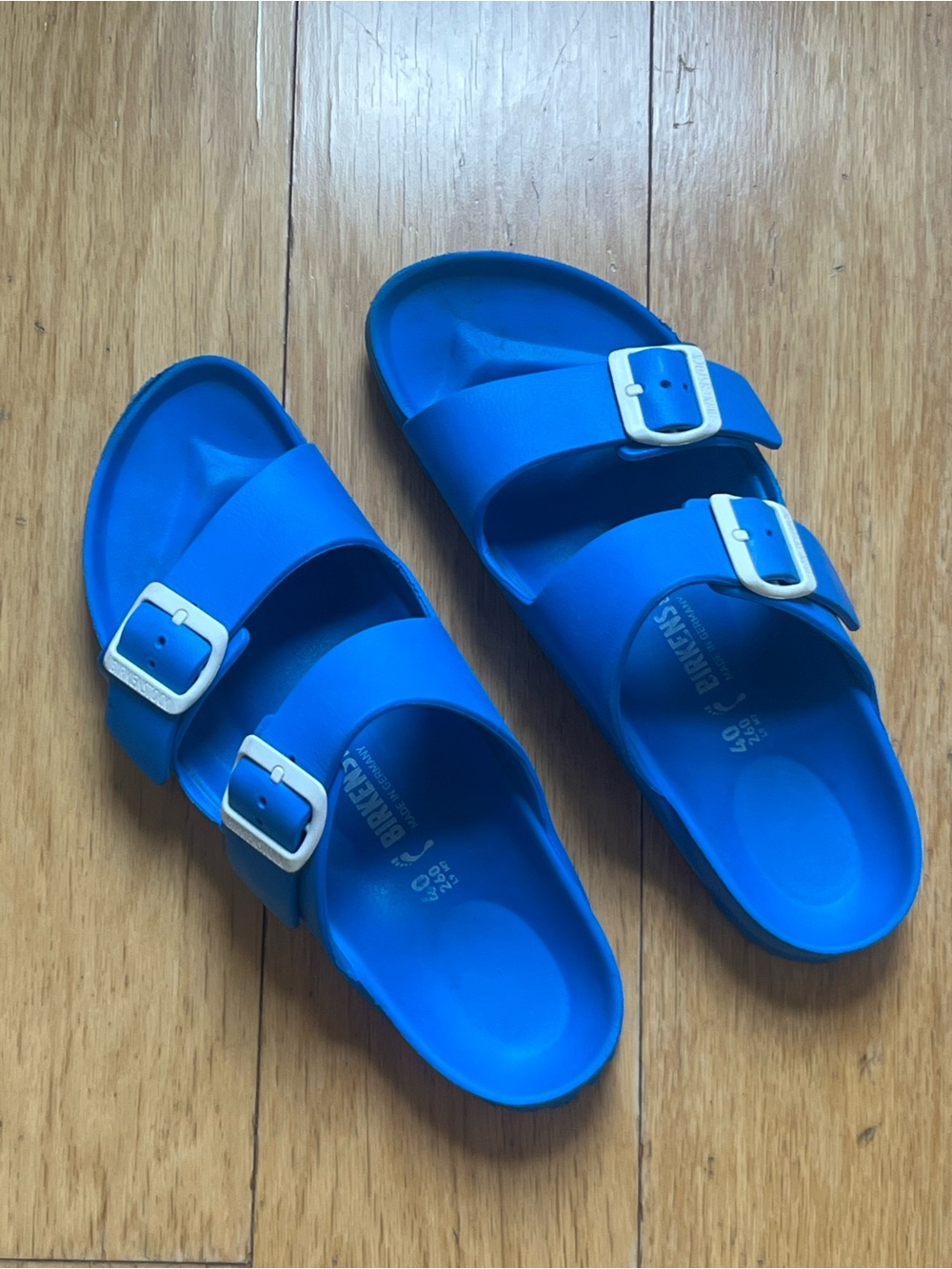 Birkenstock Arizona EVA sandals in blue, size 40
